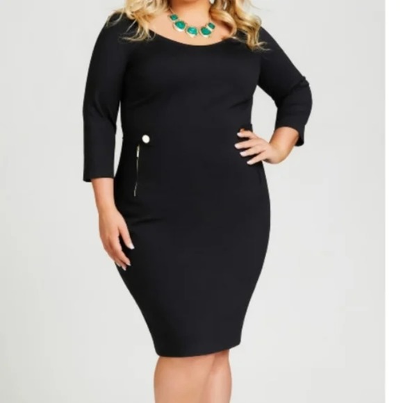 Avenue Taylor black and gold Button Sheath bodycon Dress plus size 18 20 2X new! - Picture 1 of 13